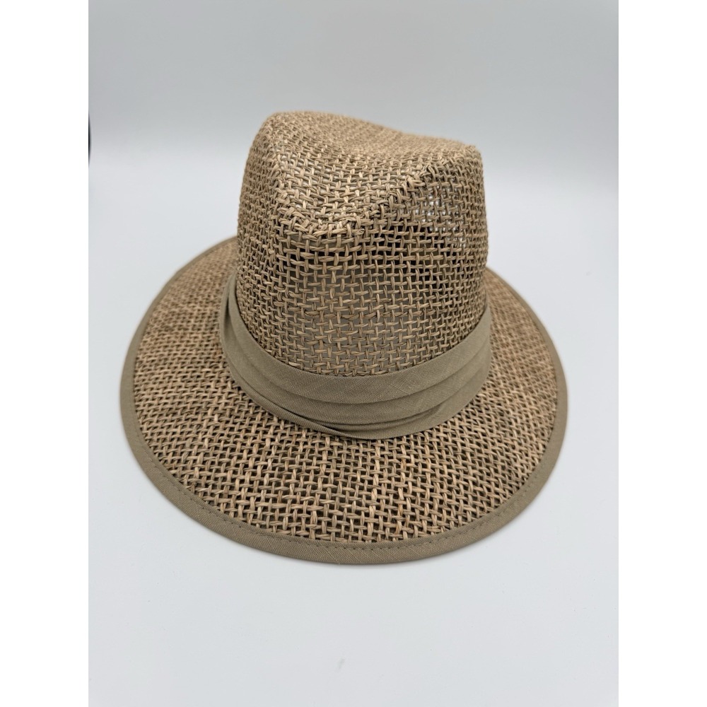 Panama Jack Straw Sun Hat L/XL Tan Wide Brim Beach Safari Outdoor Ventilated